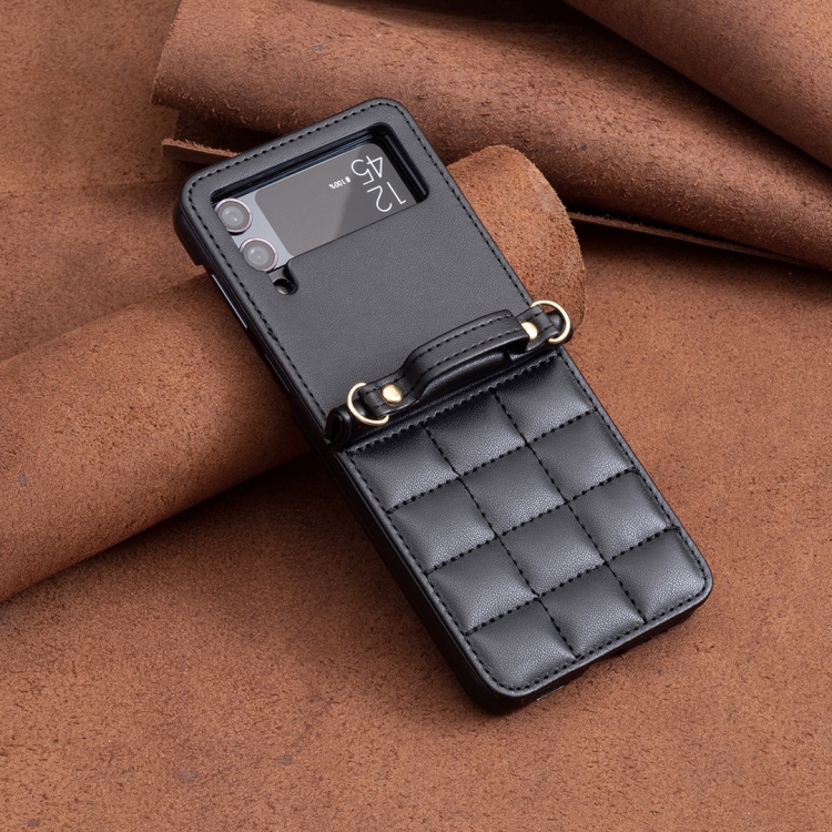 For Samsung Galaxy Z Flip4 Square-shaped Crossbody Lanyard Leather Phone Case(Black) For Samsung Galaxy Z Flip4 Square-shaped Crossbody Lanyard Leather Phone Case(Black)