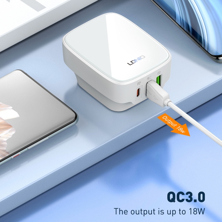 LDNIO Q334 32W Type-C + Dual USB Port Charger with 1m USB-C / Type-C to USB-C / Type-C Data Cable, Plug Type:EU Plug(Black) - B3