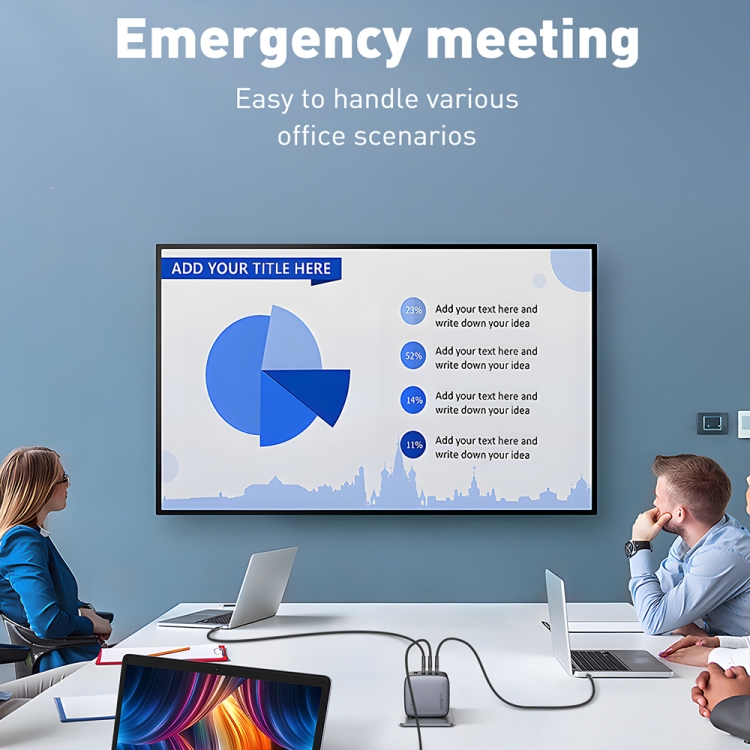 LDNIO Q408 100W GaN USB+3 USB-C / Type-C Interface Charger with 1m 100W USB-C / Type-C to USB-C / Type-C Data Cable, Plug Type:US Plug(Black) - B8