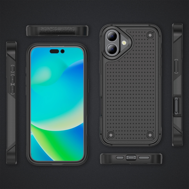 For iPhone 16 Plus PC + TPU Shockproof Protective Phone Case(Black+Black) For iPhone 16 Plus PC + TPU Shockproof Protective Phone Case(Black+Black)