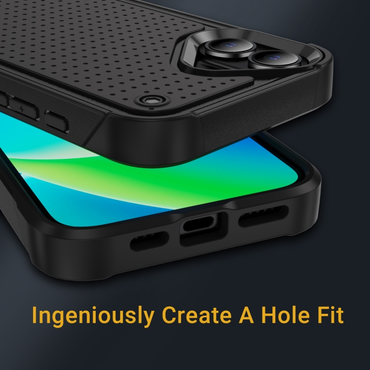 For iPhone 16 Plus PC + TPU Shockproof Protective Phone Case(Black+Black) For iPhone 16 Plus PC + TPU Shockproof Protective Phone Case(Black+Black)