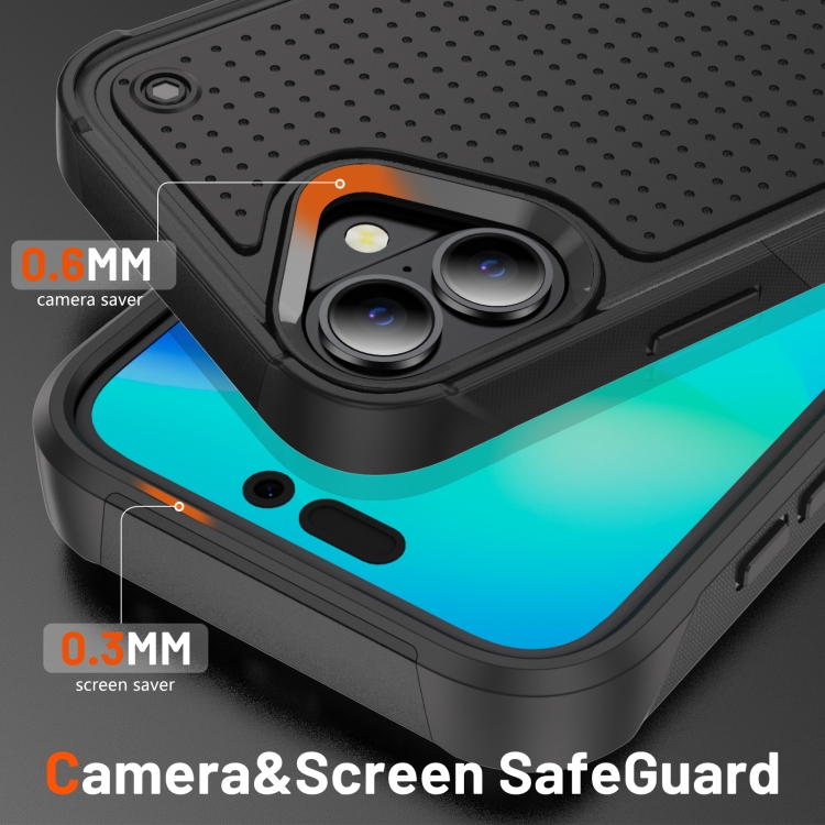 For iPhone 16 Plus PC + TPU Shockproof Protective Phone Case(Black+Black) For iPhone 16 Plus PC + TPU Shockproof Protective Phone Case(Black+Black)
