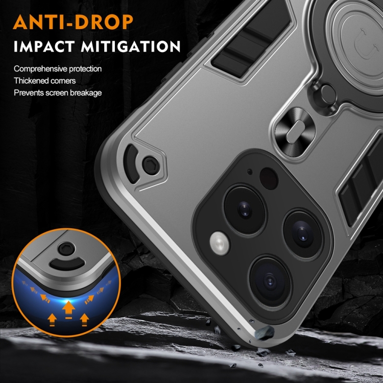 For iPhone 15 Pro Metal Ring 360 Degree Rotating Holder PC Hybrid TPU Phone Case(Silver Grey) For iPhone 15 Pro Metal Ring 360 Degree Rotating Holder PC Hybrid TPU Phone Case(Silver Grey)