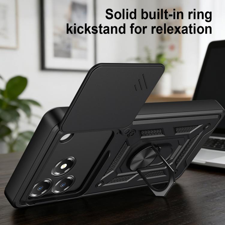 For ZTE Blade A36 / Blade A76 4G Sliding Camera Cover Design TPU+PC Phone Case(Black)