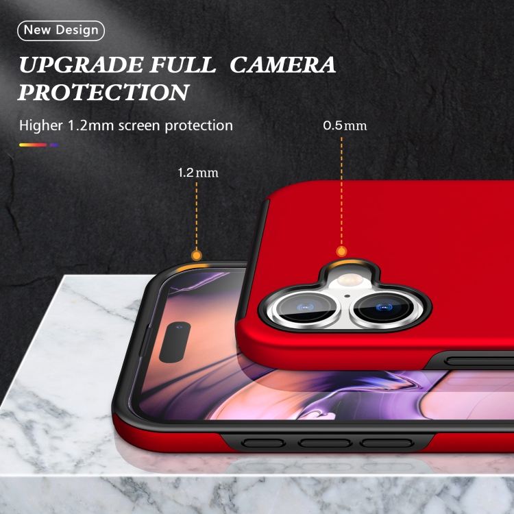 For iPhone 16 Plus PC Hybrid TPU Magnetic Ring Holder Phone Case(Red) For iPhone 16 Plus PC Hybrid TPU Magnetic Ring Holder Phone Case(Red)