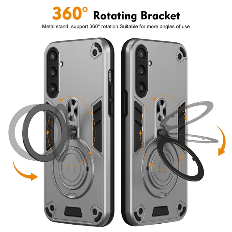 For Samsung Galaxy S23 FE 5G Metal Ring 360 Degree Rotating Holder PC Hybrid TPU Phone Case(Silver Grey) For Samsung Galaxy S23 FE 5G Metal Ring 360 Degree Rotating Holder PC Hybrid TPU Phone Case(Silver Grey)