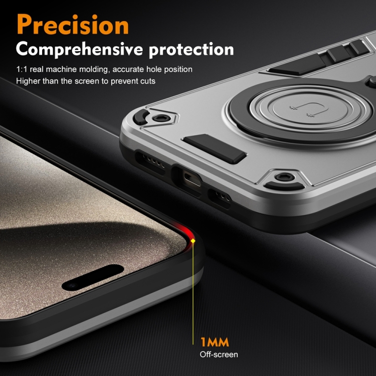 For Samsung Galaxy S23 FE 5G Metal Ring 360 Degree Rotating Holder PC Hybrid TPU Phone Case(Silver Grey) For Samsung Galaxy S23 FE 5G Metal Ring 360 Degree Rotating Holder PC Hybrid TPU Phone Case(Silver Grey)