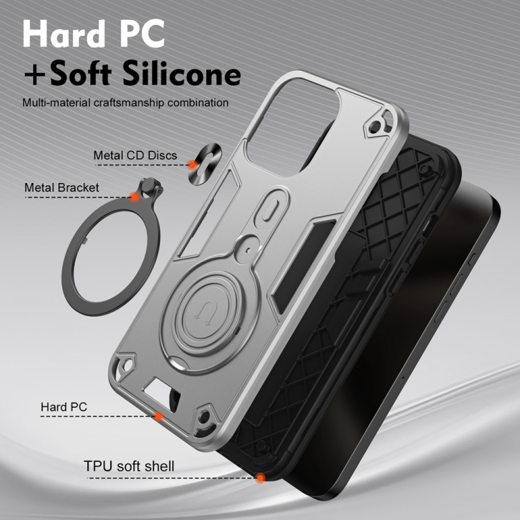 For Samsung Galaxy S23 FE 5G Metal Ring 360 Degree Rotating Holder PC Hybrid TPU Phone Case(Silver Grey) For Samsung Galaxy S23 FE 5G Metal Ring 360 Degree Rotating Holder PC Hybrid TPU Phone Case(Silver Grey)