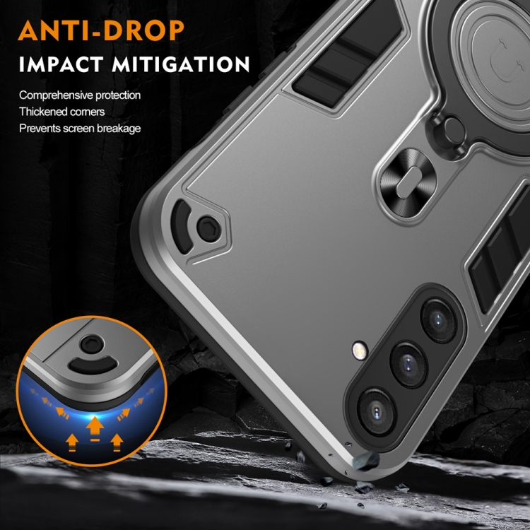 For Samsung Galaxy S23 FE 5G Metal Ring 360 Degree Rotating Holder PC Hybrid TPU Phone Case(Silver Grey) For Samsung Galaxy S23 FE 5G Metal Ring 360 Degree Rotating Holder PC Hybrid TPU Phone Case(Silver Grey)