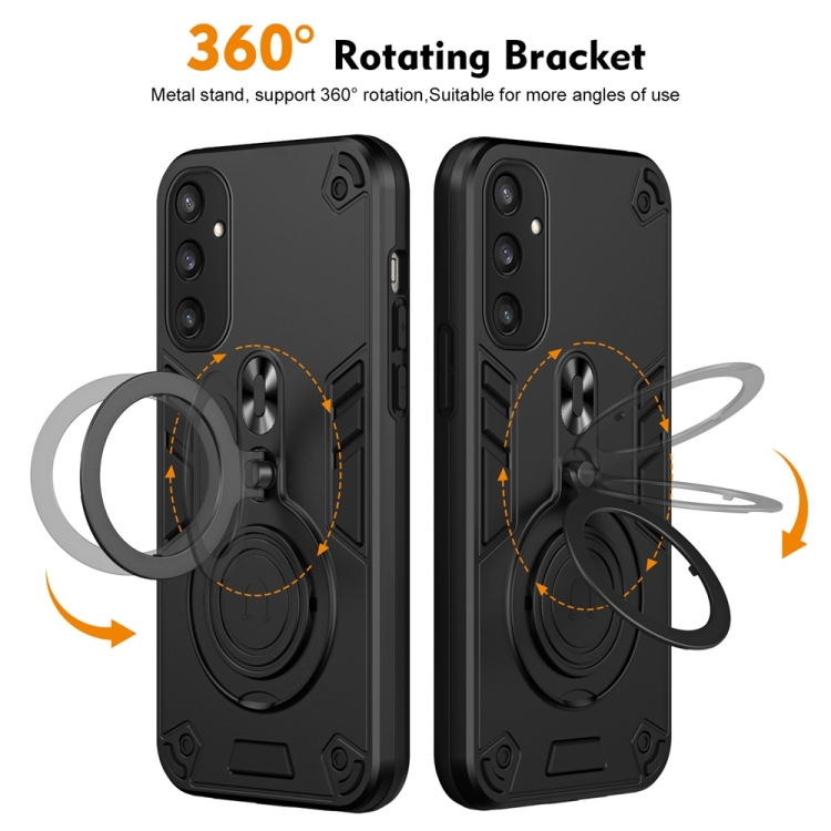 For Samsung Galaxy S25 5G Metal Ring 360 Degree Rotating Holder PC Hybrid TPU Phone Case(Black) For Samsung Galaxy S25 5G Metal Ring 360 Degree Rotating Holder PC Hybrid TPU Phone Case(Black)