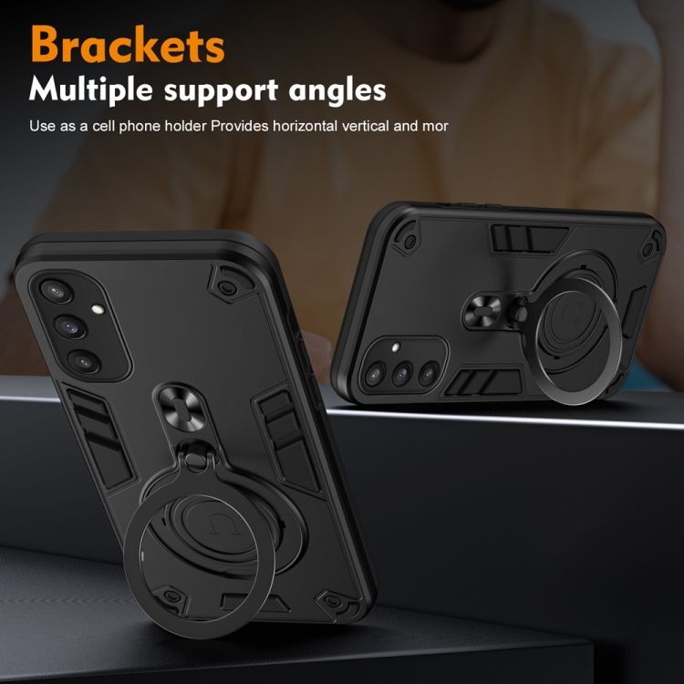 For Samsung Galaxy S25 5G Metal Ring 360 Degree Rotating Holder PC Hybrid TPU Phone Case(Black) For Samsung Galaxy S25 5G Metal Ring 360 Degree Rotating Holder PC Hybrid TPU Phone Case(Black)