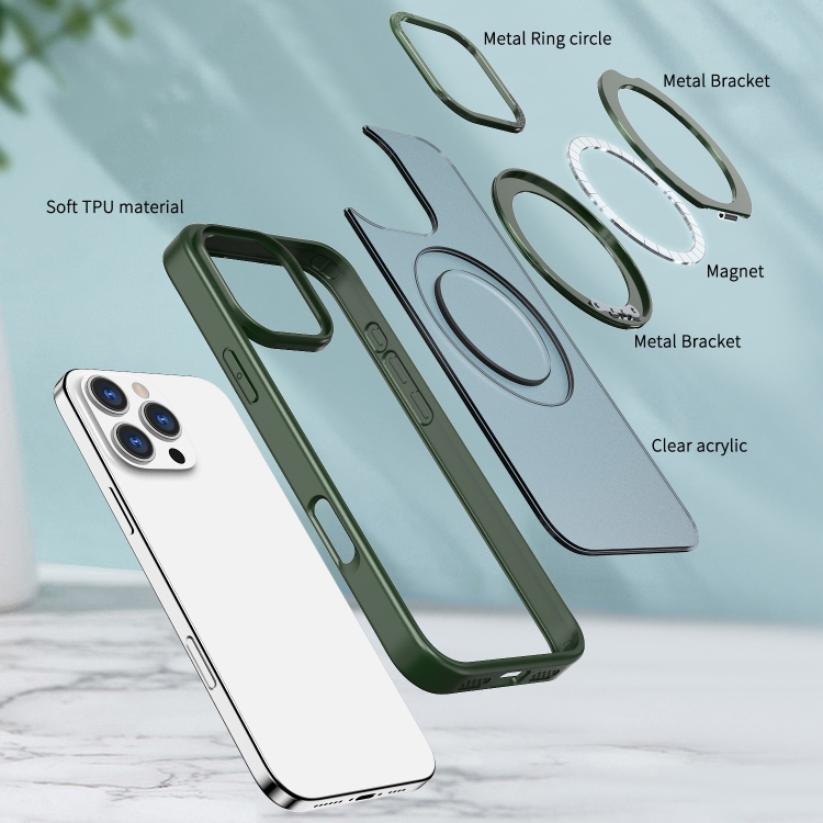 For iPhone 16 Pro Wing Series MagSafe Magnetic Ring Holder Phone Case(Green) For iPhone 16 Pro Wing Series MagSafe Magnetic Ring Holder Phone Case(Green)