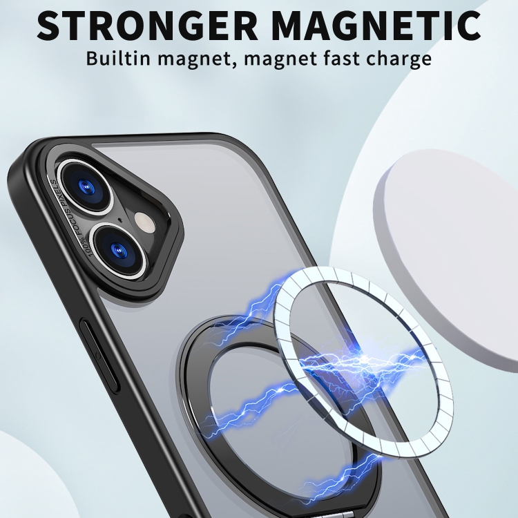 For iPhone 16 Wing Series MagSafe Magnetic Ring Holder Phone Case(Black) For iPhone 16 Wing Series MagSafe Magnetic Ring Holder Phone Case(Black)