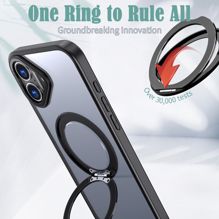 For iPhone 16 Wing Series MagSafe Magnetic Ring Holder Phone Case(Black) For iPhone 16 Wing Series MagSafe Magnetic Ring Holder Phone Case(Black)
