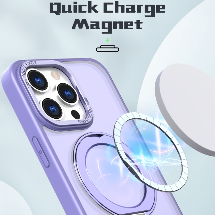 For iPhone 15 Pro Max Wing Series MagSafe Magnetic Ring Holder Phone Case(Light Purple) - 1