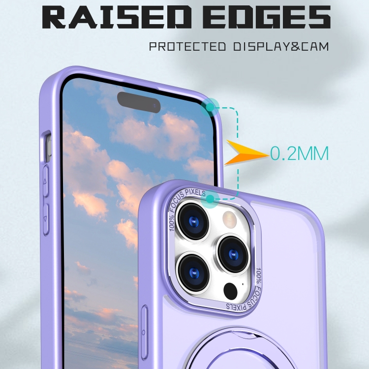 For iPhone 15 Pro Max Wing Series MagSafe Magnetic Ring Holder Phone Case(Light Purple) - 4