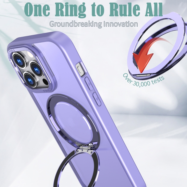 For iPhone 15 Pro Max Wing Series MagSafe Magnetic Ring Holder Phone Case(Light Purple) - 5