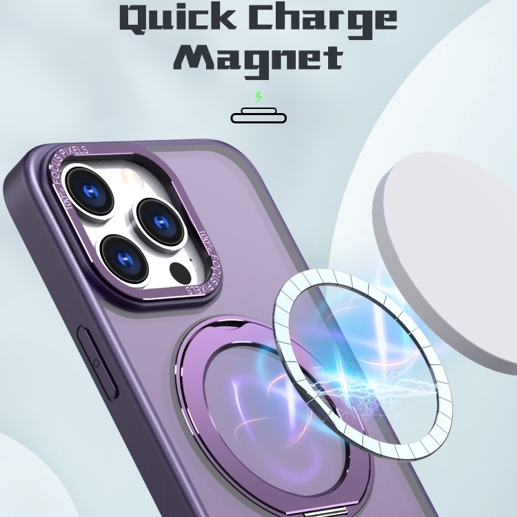 For iPhone 15 Pro Wing Series MagSafe Magnetic Ring Holder Phone Case(Dark Purple) For iPhone 15 Pro Wing Series MagSafe Magnetic Ring Holder Phone Case(Dark Purple)