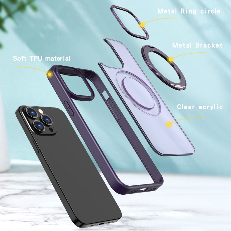 For iPhone 15 Pro Wing Series MagSafe Magnetic Ring Holder Phone Case(Dark Purple) For iPhone 15 Pro Wing Series MagSafe Magnetic Ring Holder Phone Case(Dark Purple)