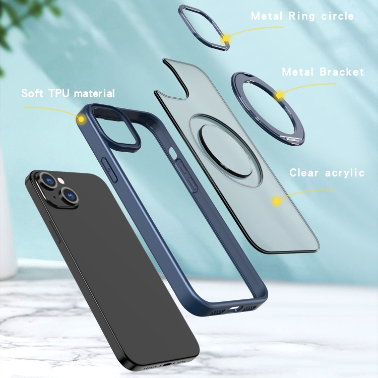 For iPhone 15 Wing Series MagSafe Magnetic Ring Holder Phone Case(Blue) For iPhone 15 Wing Series MagSafe Magnetic Ring Holder Phone Case(Blue)