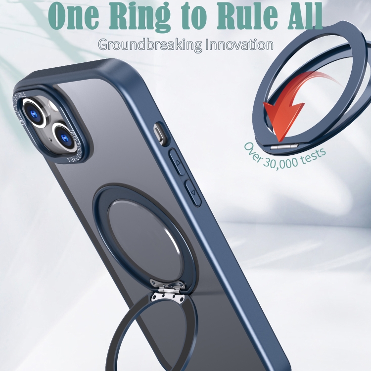 For iPhone 15 Wing Series MagSafe Magnetic Ring Holder Phone Case(Blue) For iPhone 15 Wing Series MagSafe Magnetic Ring Holder Phone Case(Blue)