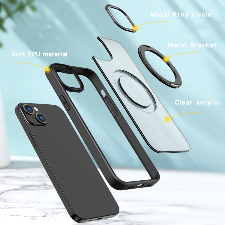 For iPhone 14 Wing Series MagSafe Magnetic Ring Holder Phone Case(Black) For iPhone 14 Wing Series MagSafe Magnetic Ring Holder Phone Case(Black)