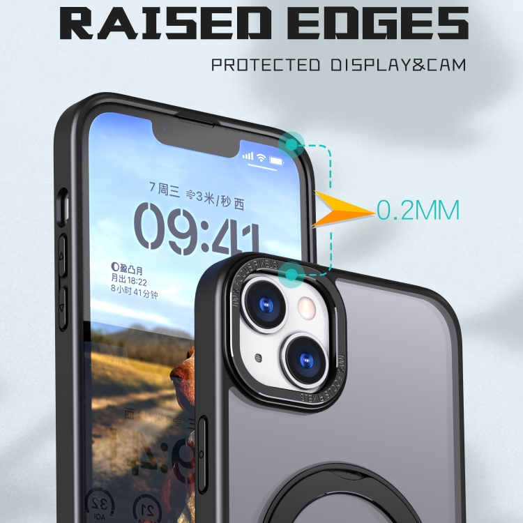 For iPhone 14 Wing Series MagSafe Magnetic Ring Holder Phone Case(Black) For iPhone 14 Wing Series MagSafe Magnetic Ring Holder Phone Case(Black)