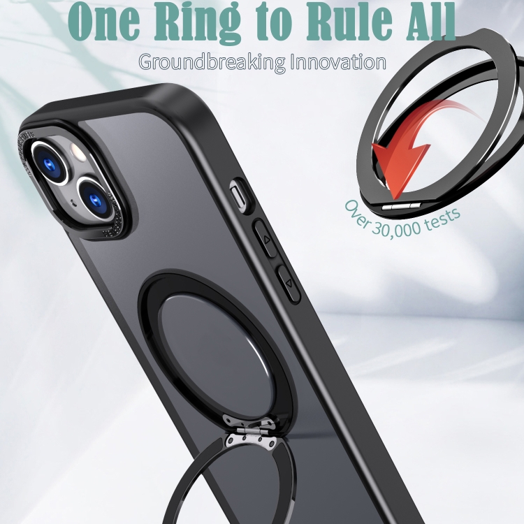 For iPhone 14 Wing Series MagSafe Magnetic Ring Holder Phone Case(Black) For iPhone 14 Wing Series MagSafe Magnetic Ring Holder Phone Case(Black)