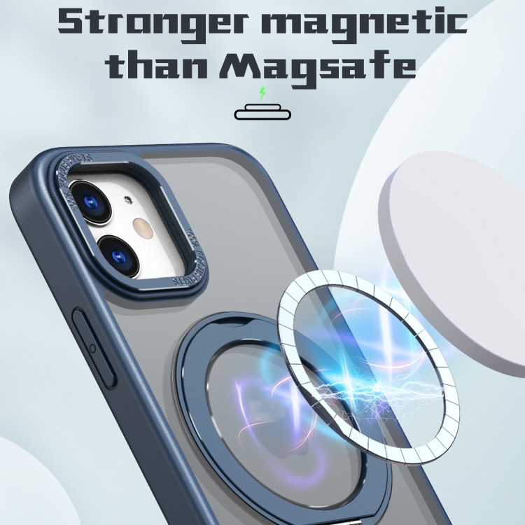 For iPhone 12 Wing Series MagSafe Magnetic Ring Holder Phone Case(Blue) For iPhone 12 Wing Series MagSafe Magnetic Ring Holder Phone Case(Blue)