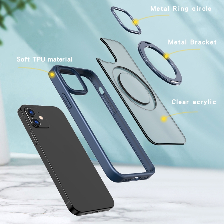 For iPhone 12 Wing Series MagSafe Magnetic Ring Holder Phone Case(Blue) For iPhone 12 Wing Series MagSafe Magnetic Ring Holder Phone Case(Blue)