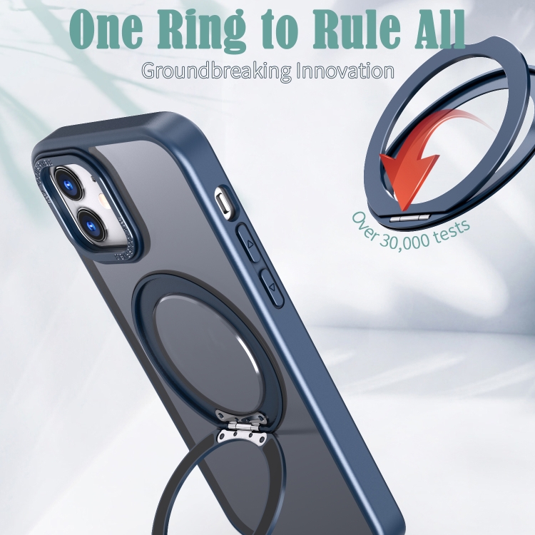 For iPhone 12 Wing Series MagSafe Magnetic Ring Holder Phone Case(Blue) For iPhone 12 Wing Series MagSafe Magnetic Ring Holder Phone Case(Blue)