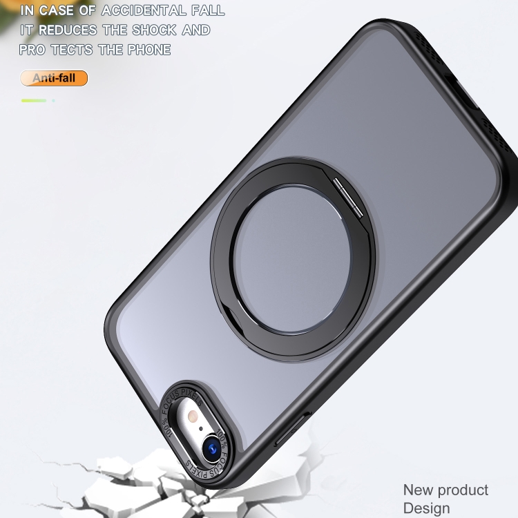 For iPhone SE 2022 / 2020 / 8 / 7 Wing Series MagSafe Magnetic Ring Holder Phone Case(Black) For iPhone SE 2022 / 2020 / 8 / 7 Wing Series MagSafe Magnetic Ring Holder Phone Case(Black)