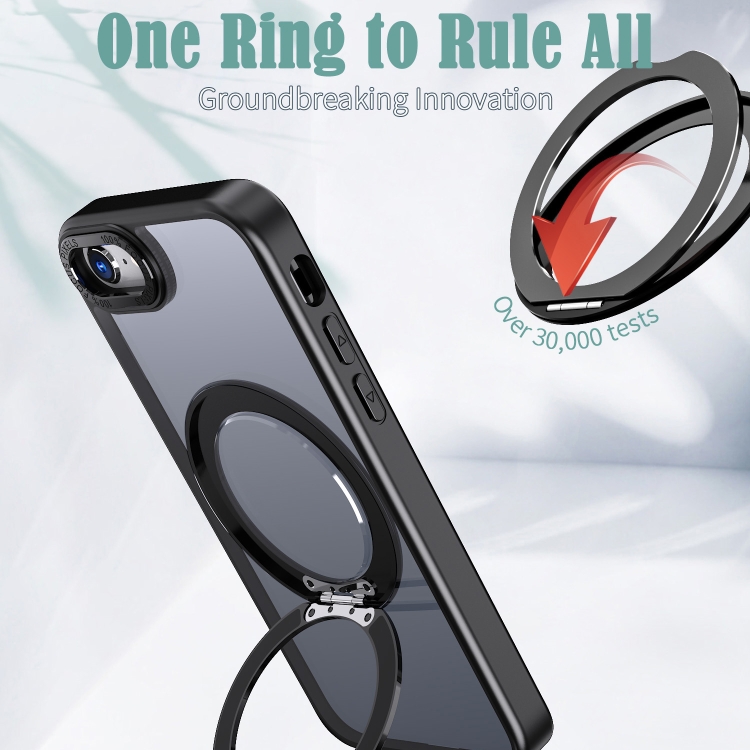 For iPhone SE 2022 / 2020 / 8 / 7 Wing Series MagSafe Magnetic Ring Holder Phone Case(Black) For iPhone SE 2022 / 2020 / 8 / 7 Wing Series MagSafe Magnetic Ring Holder Phone Case(Black)