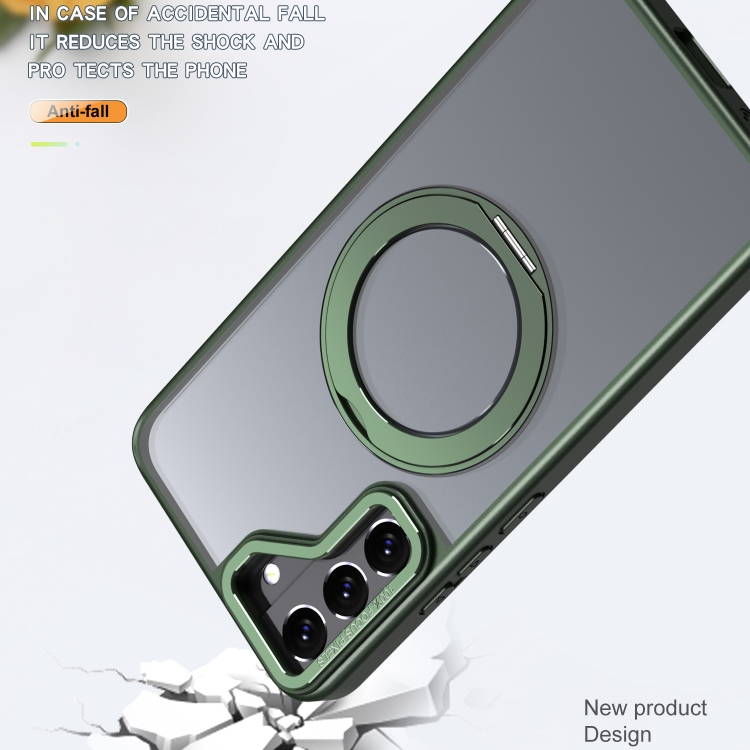 For Samsung Galaxy S22 5G Wing Series MagSafe Magnetic Ring Holder Phone Case(Green) For Samsung Galaxy S22 5G Wing Series MagSafe Magnetic Ring Holder Phone Case(Green)