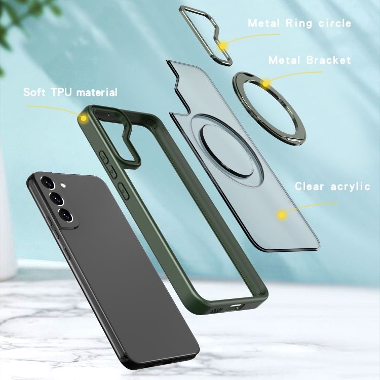 For Samsung Galaxy S22 5G Wing Series MagSafe Magnetic Ring Holder Phone Case(Green) For Samsung Galaxy S22 5G Wing Series MagSafe Magnetic Ring Holder Phone Case(Green)