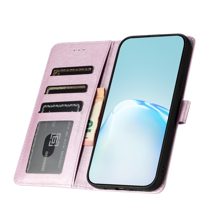 For iPhone 16 Plus Silk Texture Horizontal Flip Leather Phone Case(Rose Pink)