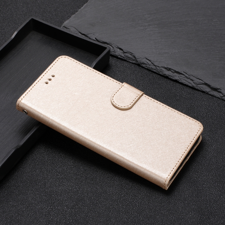 For iPhone 16 Silk Texture Horizontal Flip Leather Phone Case(Gold) For iPhone 16 Silk Texture Horizontal Flip Leather Phone Case(Gold)