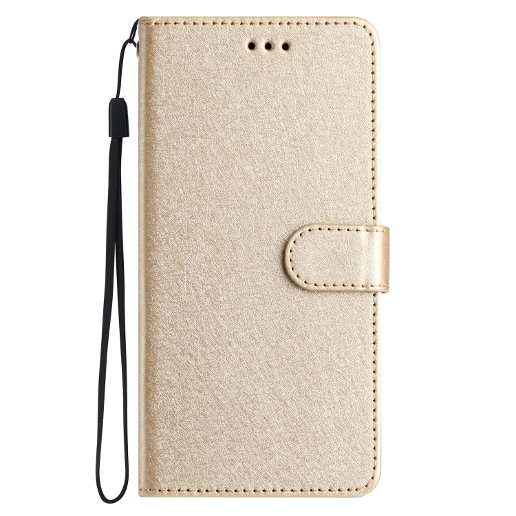 For iPhone 16 Silk Texture Horizontal Flip Leather Phone Case(Gold) For iPhone 16 Silk Texture Horizontal Flip Leather Phone Case(Gold)
