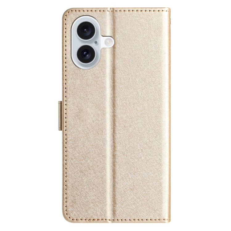 For iPhone 16 Silk Texture Horizontal Flip Leather Phone Case(Gold) For iPhone 16 Silk Texture Horizontal Flip Leather Phone Case(Gold)