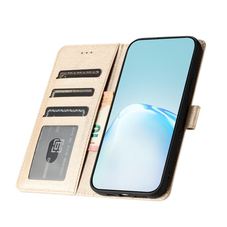 For iPhone 16 Silk Texture Horizontal Flip Leather Phone Case(Gold) For iPhone 16 Silk Texture Horizontal Flip Leather Phone Case(Gold)