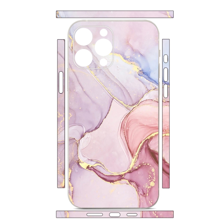 For iPhone 15 Pro Max All-inclusive PET Phone Decal Adhesive Sticker(Pink Purple Marble)