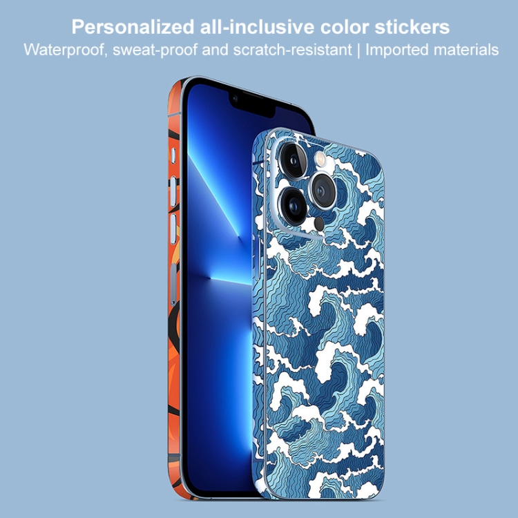 For iPhone 15 Pro Max All-inclusive PET Phone Decal Adhesive Sticker(Pink Purple Marble)