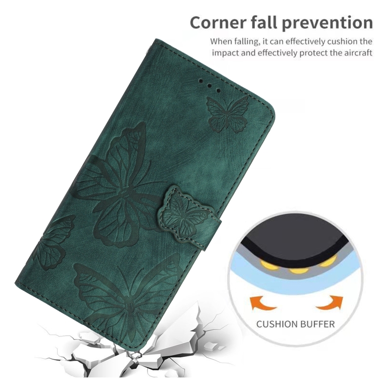 For iPhone 16 Skin-feel Embossed Butterfly Leather Phone Case(Green) For iPhone 16 Skin-feel Embossed Butterfly Leather Phone Case(Green)