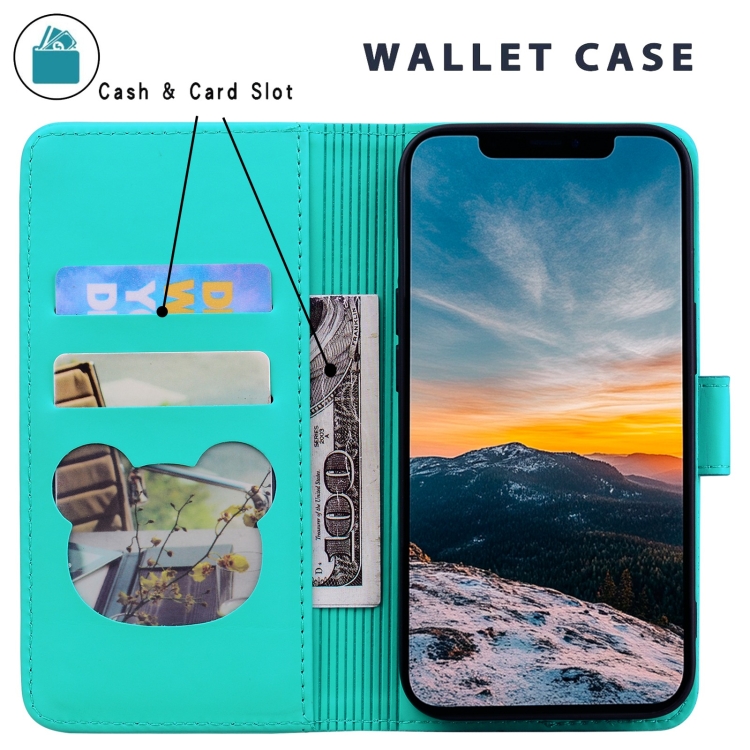 For iPhone 16 Plus Cute Cat Embossed Leather Phone Case(Lake Blue)