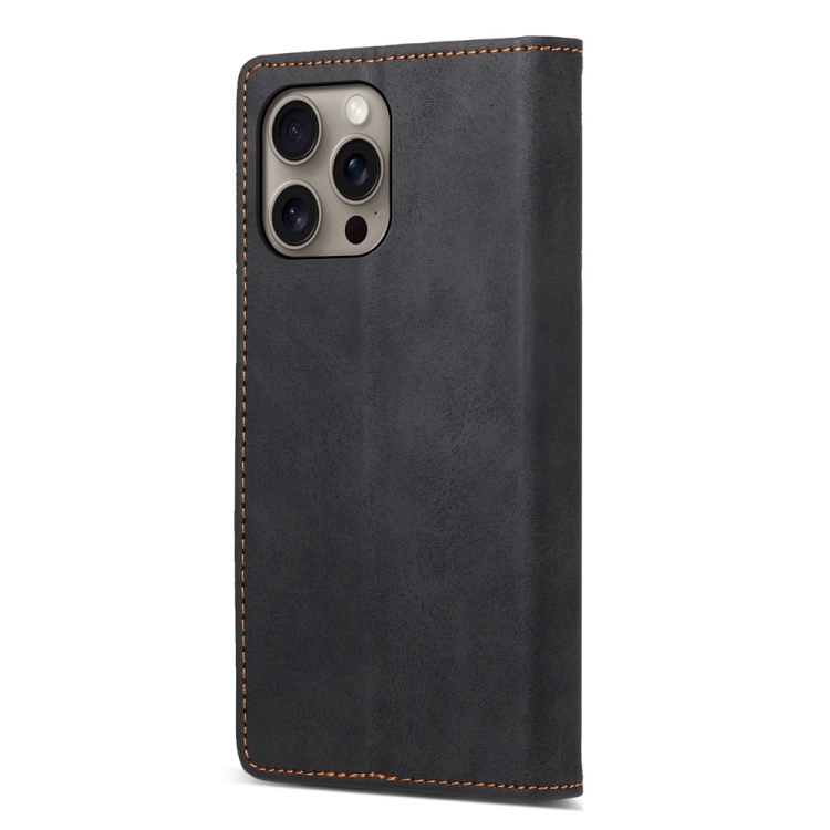 For iPhone 16 Pro Max Business Solid Color Magnetic RFID Leather Phone Case(Black) For iPhone 16 Pro Max Business Solid Color Magnetic RFID Leather Phone Case(Black)