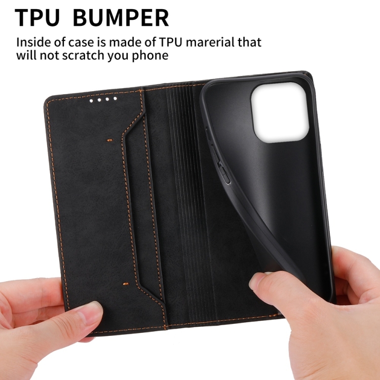 For iPhone 16 Pro Max Business Solid Color Magnetic RFID Leather Phone Case(Black) For iPhone 16 Pro Max Business Solid Color Magnetic RFID Leather Phone Case(Black)