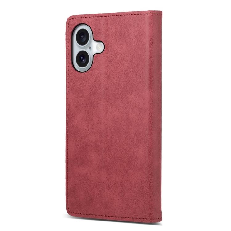 For iPhone 16 Business Solid Color Magnetic RFID Leather Phone Case(Red) For iPhone 16 Business Solid Color Magnetic RFID Leather Phone Case(Red)