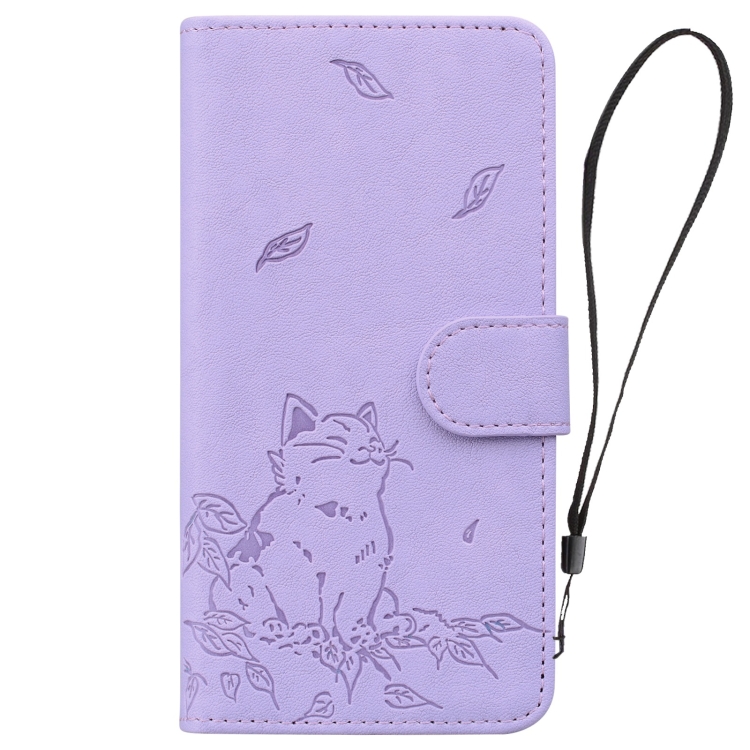 For Samsung Galaxy S24 Ultra 5G Cute Cat Embossed Leather Phone Case(Purple) For Samsung Galaxy S24 Ultra 5G Cute Cat Embossed Leather Phone Case(Purple)
