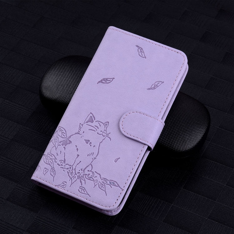 For Samsung Galaxy S24 Ultra 5G Cute Cat Embossed Leather Phone Case(Purple) For Samsung Galaxy S24 Ultra 5G Cute Cat Embossed Leather Phone Case(Purple)