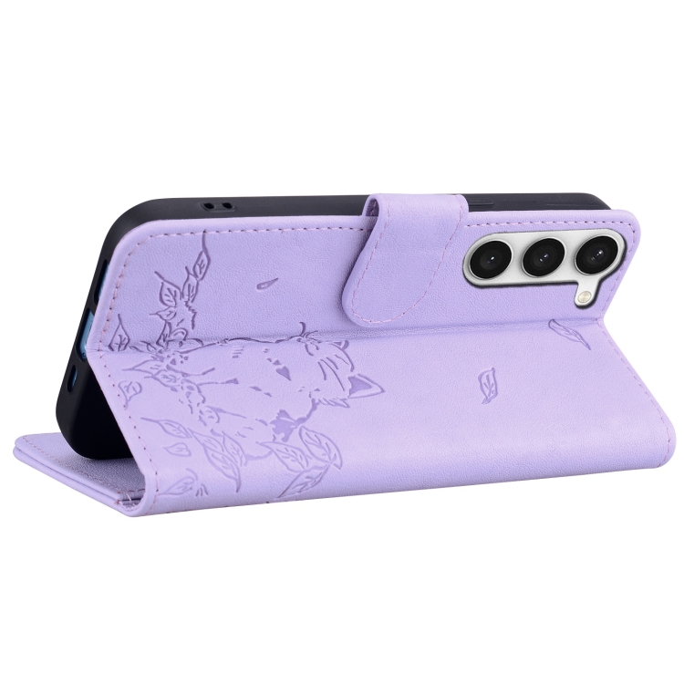 For Samsung Galaxy S23+ 5G Cute Cat Embossed Leather Phone Case(Purple) For Samsung Galaxy S23+ 5G Cute Cat Embossed Leather Phone Case(Purple)